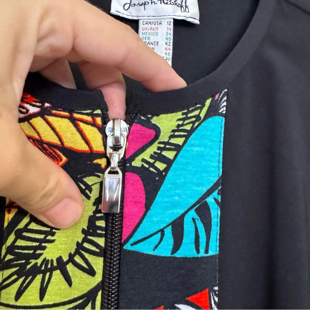 Joseph Ribkoff Vtg Jacket Top Vibrant Color Floral Print Hibiscus Women Size 12 - Picture 6 of 14